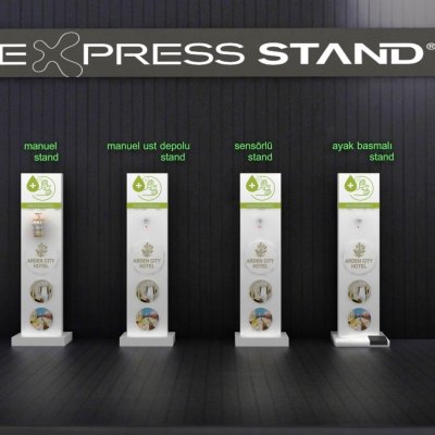 Express Stand | dezenfektan stand modelleri hijyen standı    sosyal mesafeye uygun masa bölmeleri   2020